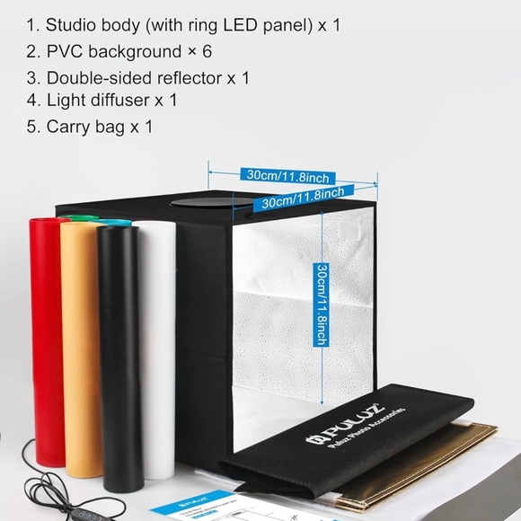 Light Box Photography 12x12 with 6 color changing backdrops and carrying case - Picture 2 of 3